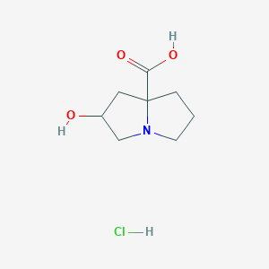 molecular formula C8H14ClNO3 B13509510 2-hydroxy-hexahydro-1H-pyrrolizine-7a-carboxylic acid hydrochloride 