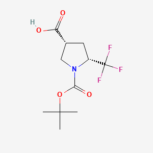 molecular formula C11H16F3NO4 B13509557 (3R,5R)-1-[(2-methylpropan-2-yl)oxycarbonyl]-5-(trifluoromethyl)pyrrolidine-3-carboxylic acid 