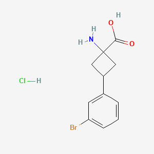 molecular formula C11H13BrClNO2 B13509586 1-Amino-3-(3-bromophenyl)cyclobutane-1-carboxylic acid hydrochloride 