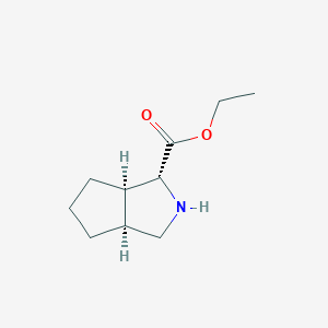 molecular formula C10H17NO2 B13509624 Ethyl (1R,3aS,6aR)-octahydrocyclopenta[c]pyrrole-1-carboxylate CAS No. 864185-81-9