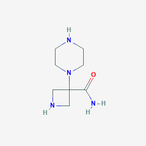 molecular formula C8H16N4O B13509628 3-(Piperazin-1-yl)azetidine-3-carboxamide 