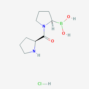 molecular formula C9H18BClN2O3 B13509663 [(2R)-1-[(2S)-pyrrolidine-2-carbonyl]pyrrolidin-2-yl]boronic acid hydrochloride 