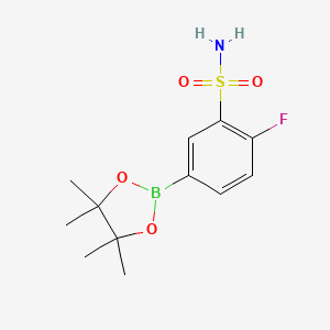 molecular formula C12H17BFNO4S B13509718 2-Fluoro-5-(4,4,5,5-tetramethyl-1,3,2-dioxaborolan-2-yl)benzenesulfonamide 