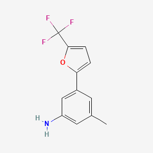 molecular formula C12H10F3NO B13509758 3-Methyl-5-[5-(trifluoromethyl)furan-2-yl]aniline 