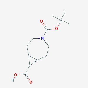 molecular formula C13H21NO4 B13509797 4-[(tert-butoxy)carbonyl]-4-azabicyclo[5.1.0]octane-8-carboxylic acid, Mixture of diastereomers 