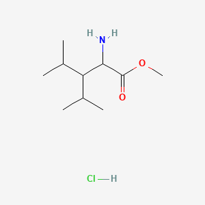 molecular formula C10H22ClNO2 B13509803 Methyl2-amino-4-methyl-3-(propan-2-yl)pentanoatehydrochloride 