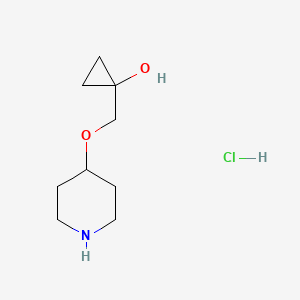 molecular formula C9H18ClNO2 B13509839 1-[(Piperidin-4-yloxy)methyl]cyclopropan-1-ol hydrochloride 