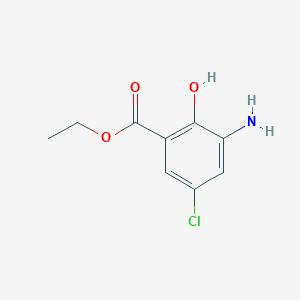 molecular formula C9H10ClNO3 B13509955 Ethyl 3-amino-5-chloro-2-hydroxybenzoate 