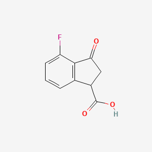 molecular formula C10H7FO3 B13509963 4-fluoro-3-oxo-2,3-dihydro-1H-indene-1-carboxylic acid 