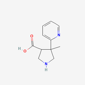 molecular formula C11H14N2O2 B13509983 4-Methyl-4-(pyridin-2-yl)pyrrolidine-3-carboxylic acid 