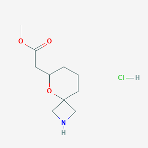 molecular formula C10H18ClNO3 B13510039 Methyl 2-{5-oxa-2-azaspiro[3.5]nonan-6-yl}acetate hydrochloride 