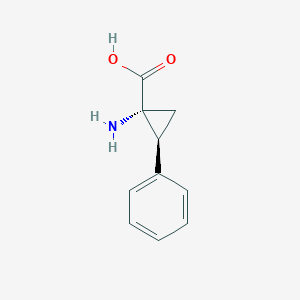 molecular formula C10H11NO2 B13510049 1-Amino-2-phenylcyclopropanecarboxylic acid, trans- CAS No. 3200-83-7