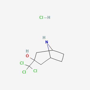 molecular formula C8H13Cl4NO B13510068 3-(Trichloromethyl)-8-azabicyclo[3.2.1]octan-3-ol hydrochloride 