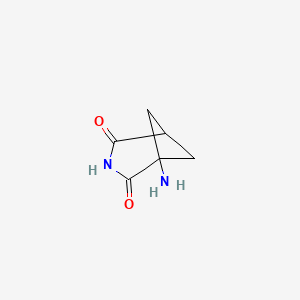 molecular formula C6H8N2O2 B13510072 1-Amino-3-azabicyclo[3.1.1]heptane-2,4-dione 