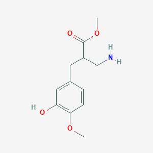 molecular formula C12H17NO4 B13510102 Methyl 3-amino-2-(3-hydroxy-4-methoxybenzyl)propanoate 