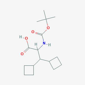 molecular formula C16H27NO4 B13510178 2-{[(Tert-butoxy)carbonyl]amino}-3,3-dicyclobutylpropanoic acid 