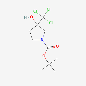 molecular formula C10H16Cl3NO3 B13510191 Tert-butyl 3-hydroxy-3-(trichloromethyl)pyrrolidine-1-carboxylate 