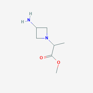 molecular formula C7H14N2O2 B13510201 Methyl 2-(3-aminoazetidin-1-yl)propanoate 