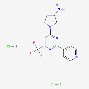 molecular formula C14H16Cl2F3N5 B13510342 1-[2-(Pyridin-4-yl)-6-(trifluoromethyl)pyrimidin-4-yl]pyrrolidin-3-amine dihydrochloride 