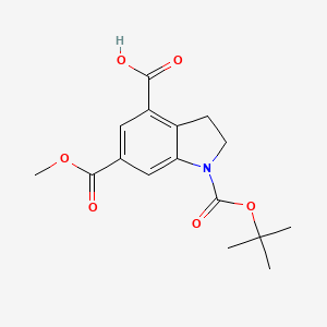 molecular formula C16H19NO6 B13510386 1-[(tert-butoxy)carbonyl]-6-(methoxycarbonyl)-2,3-dihydro-1H-indole-4-carboxylic acid 