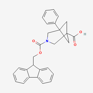 molecular formula C28H25NO4 B13510420 3-(((9H-Fluoren-9-yl)methoxy)carbonyl)-5-phenyl-3-azabicyclo[3.1.1]heptane-1-carboxylic acid 