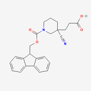 molecular formula C24H24N2O4 B13510559 3-(3-cyano-1-{[(9H-fluoren-9-yl)methoxy]carbonyl}piperidin-3-yl)propanoic acid 