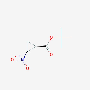 molecular formula C8H13NO4 B135108 Tert-butyl (1R,2R)-2-nitrocyclopropane-1-carboxylate CAS No. 148124-02-1