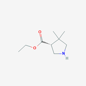 molecular formula C9H17NO2 B13511439 ethyl (3R)-4,4-dimethylpyrrolidine-3-carboxylate 