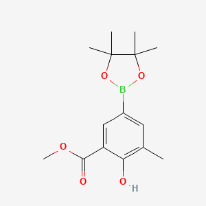 molecular formula C15H21BO5 B13511596 Methyl 2-hydroxy-3-methyl-5-(4,4,5,5-tetramethyl-1,3,2-dioxaborolan-2-yl)benzoate 