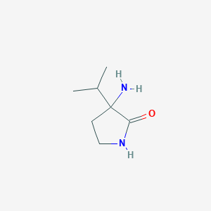 molecular formula C7H14N2O B13511751 3-Amino-3-(propan-2-yl)pyrrolidin-2-one 