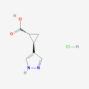 molecular formula C7H9ClN2O2 B13511839 rac-(1R,2R)-2-(1H-pyrazol-4-yl)cyclopropane-1-carboxylic acid hydrochloride 