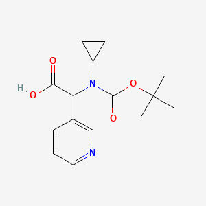 molecular formula C15H20N2O4 B13512075 2-((Tert-butoxycarbonyl)(cyclopropyl)amino)-2-(pyridin-3-yl)acetic acid 