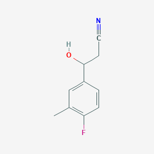 molecular formula C10H10FNO B13512109 3-(4-Fluoro-3-methylphenyl)-3-hydroxypropanenitrile 