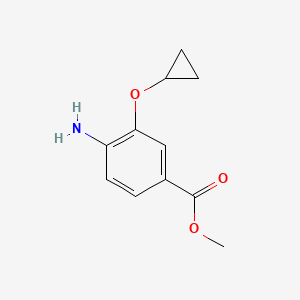 molecular formula C11H13NO3 B13512114 Methyl 4-amino-3-cyclopropoxybenzoate 