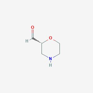 molecular formula C5H9NO2 B13512115 (2R)-morpholine-2-carbaldehyde 