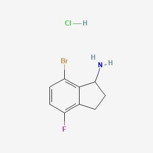 molecular formula C9H10BrClFN B13512215 7-bromo-4-fluoro-2,3-dihydro-1H-inden-1-amine hydrochloride 