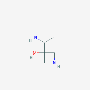 molecular formula C6H14N2O B13512225 3-[1-(Methylamino)ethyl]-3-azetidinol 