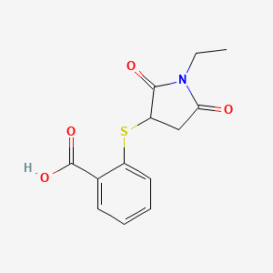 molecular formula C13H13NO4S B1351224 2-[(1-Ethyl-2,5-dioxopyrrolidin-3-YL)thio]benzoic acid CAS No. 350030-47-6
