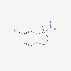 molecular formula C10H12BrN B13512246 6-bromo-1-methyl-2,3-dihydro-1H-inden-1-amine 