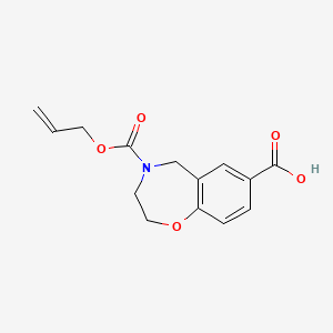 molecular formula C14H15NO5 B13512290 4-((Allyloxy)carbonyl)-2,3,4,5-tetrahydrobenzo[f][1,4]oxazepine-7-carboxylic acid 