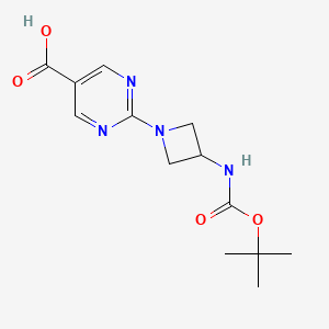 molecular formula C13H18N4O4 B13512468 2-(3-{[(Tert-butoxy)carbonyl]amino}azetidin-1-yl)pyrimidine-5-carboxylic acid 