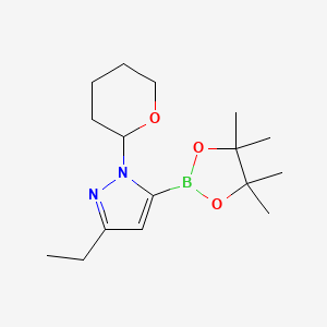 3-ethyl-1-(oxan-2-yl)-5-(tetramethyl-1,3,2-dioxaborolan-2-yl)-1H-pyrazole