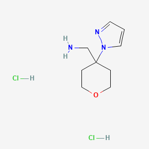 molecular formula C9H17Cl2N3O B13513855 1-[4-(1H-pyrazol-1-yl)oxan-4-yl]methanamine dihydrochloride 