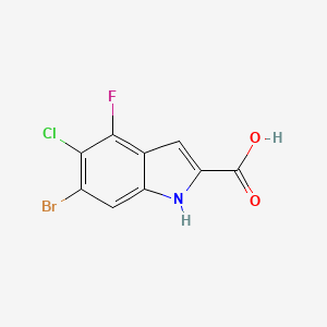 molecular formula C9H4BrClFNO2 B13513861 6-bromo-5-chloro-4-fluoro-1H-indole-2-carboxylic acid 