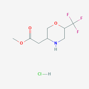 molecular formula C8H13ClF3NO3 B13514001 Methyl 2-[6-(trifluoromethyl)morpholin-3-yl]acetate hydrochloride 