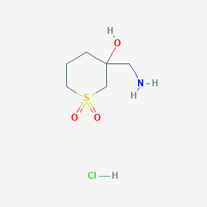 molecular formula C6H14ClNO3S B13514029 3-(Aminomethyl)-3-hydroxy-1lambda6-thiane-1,1-dione hydrochloride 