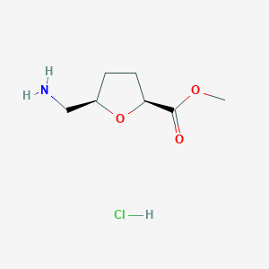 molecular formula C7H14ClNO3 B13514048 Methyl cis-5-(aminomethyl)tetrahydrofuran-2-carboxylate hydrochloride 