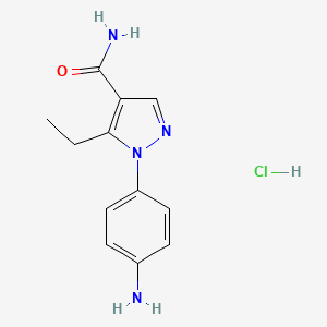 molecular formula C12H15ClN4O B13514239 1-(4-aminophenyl)-5-ethyl-1H-pyrazole-4-carboxamide hydrochloride 