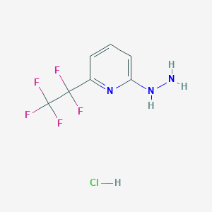 molecular formula C7H7ClF5N3 B13514253 2-Hydrazinyl-6-(1,1,2,2,2-pentafluoroethyl)pyridine hydrochloride 