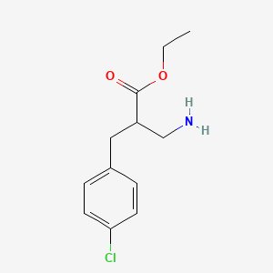 molecular formula C12H16ClNO2 B13514341 Ethyl 3-amino-2-(4-chlorobenzyl)propanoate 